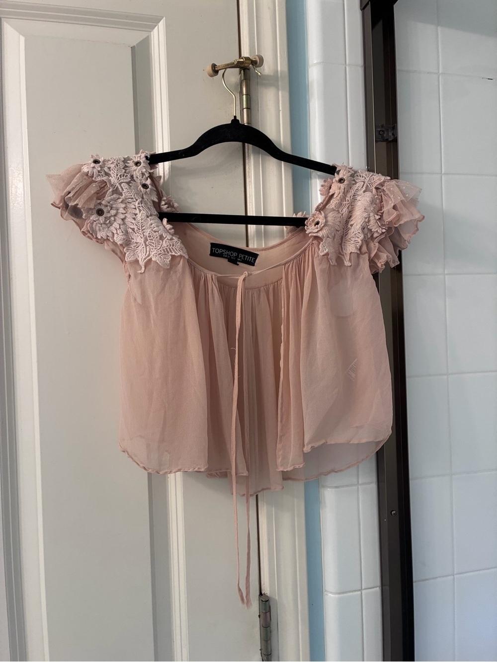 Topshop Petite Pink Sheer Blouse Cardigan
